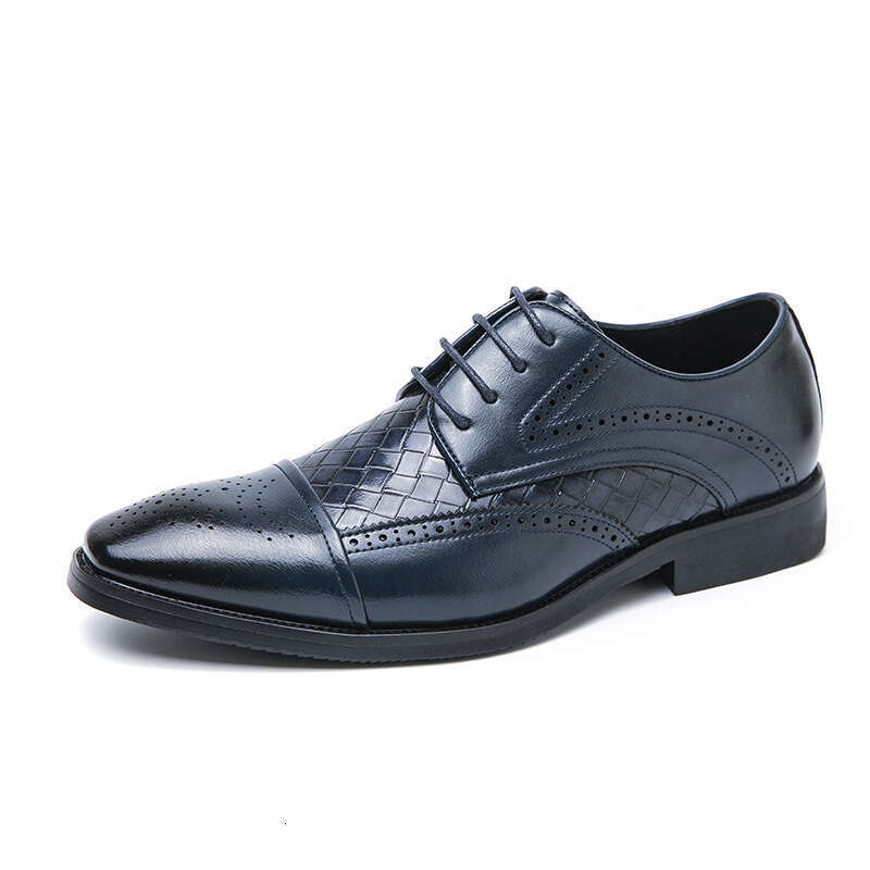 Large Men's Leather 2024 Spring and Autumn New Blok Carving Weaving Business Dress Groom Wedding Shoes
