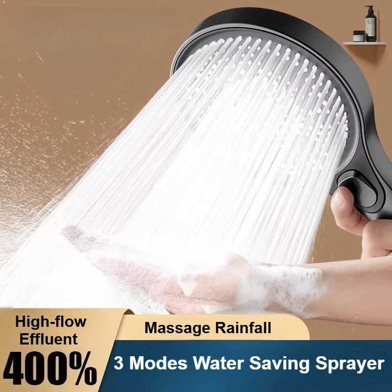 Massage Rainfall Shower 3 Modes High Pressure Handheld Shower Bathro Shower Water Saving Spray Nozzle Y251103