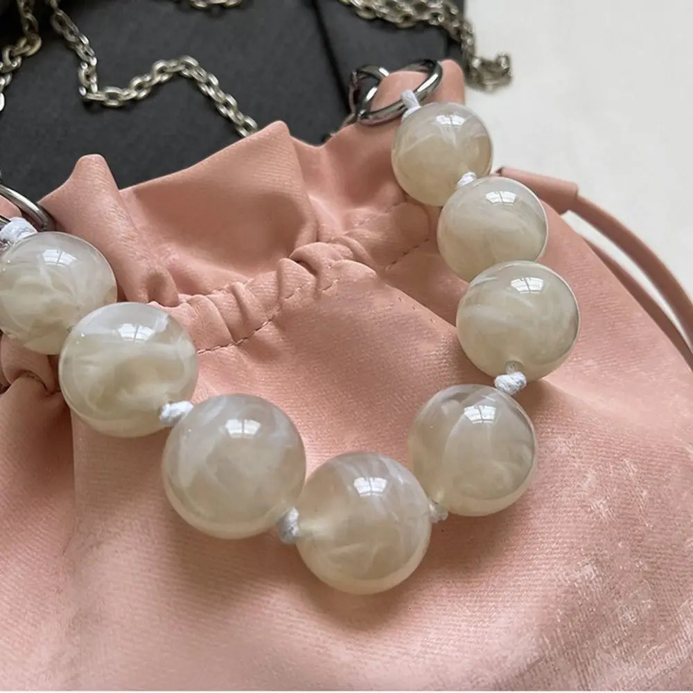 Retro Bead Drawstring Bag Hanfu Handbag Shoulder Bag New Chinese Style Bag Ancient Style Chinese Chain Crossbody Bag Daily R251103