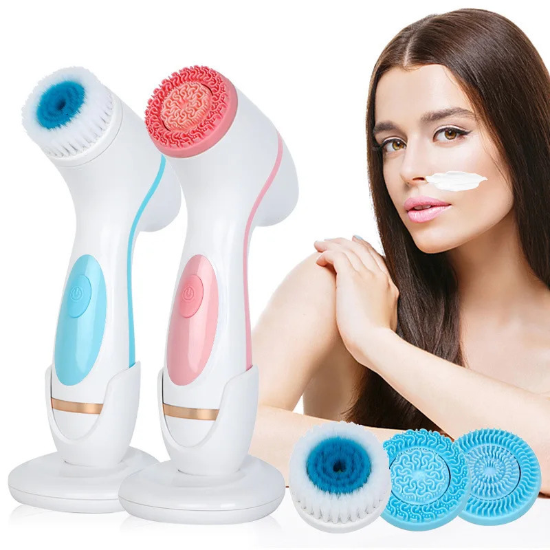 3 In 1 Electric Cleansing Brush Vibrations Facial Cleaner Face Massager Sonic Rotating Cleansing Brush Face Deep Cleansing Tool 251030