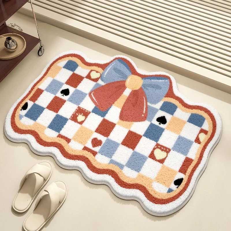 VIKAMA Bow Printed Imitation Cashmere Carpet Warm And Easy To Take Care Of Porch Mat Toilet Door Mat Home Decoration C251103