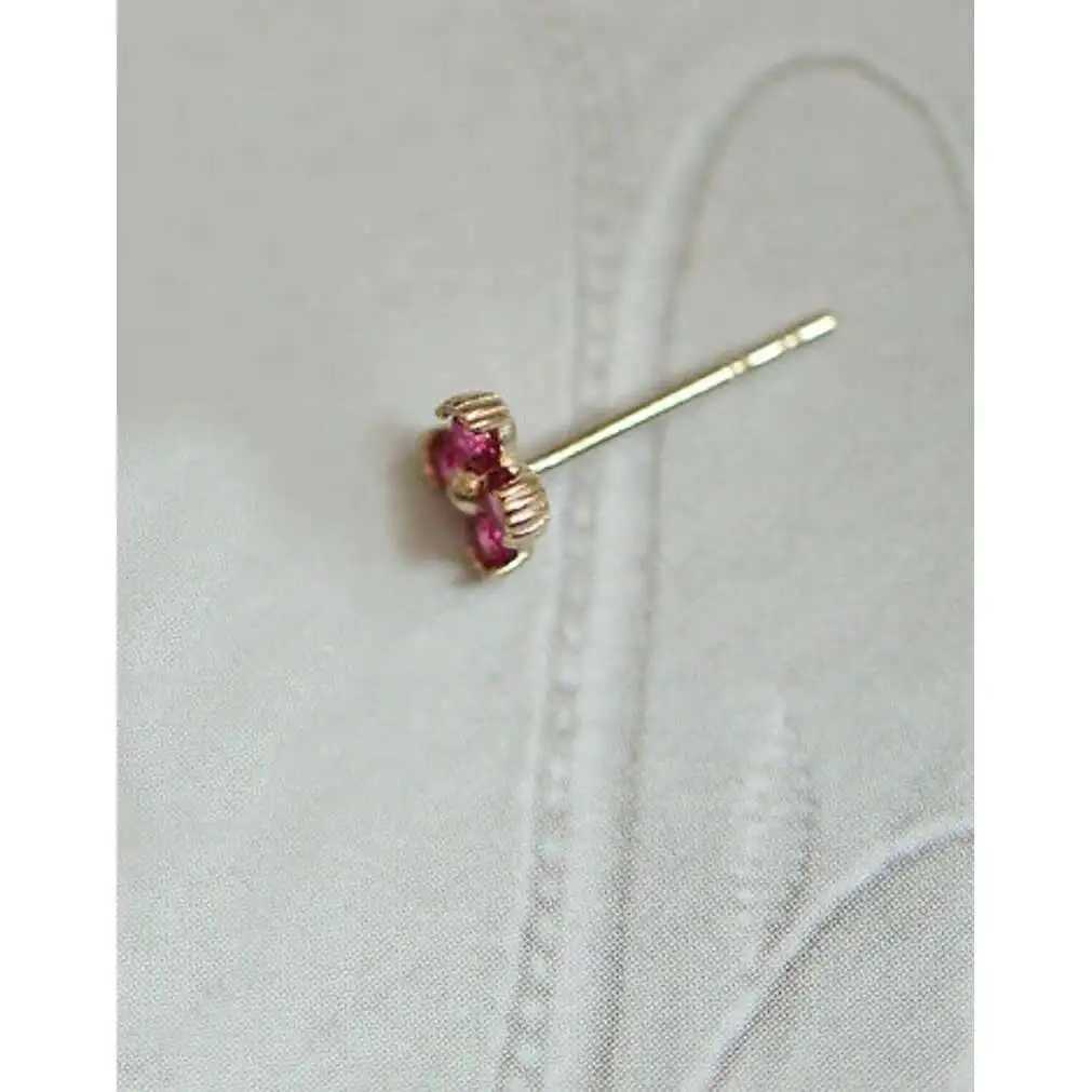 GOLDtutu 9k Solid Gold Crystal Stud Earrings Unique Flower Pink Cute Korean Style Women Kids Girls New Arrival kj252 C251103