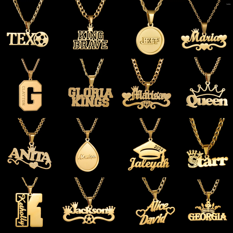 Pendant Necklaces Akizoom Customized For Woman Engrave Name Stainless Steel Jewelry Bold Men Chains Girl Mother's Day Gift
