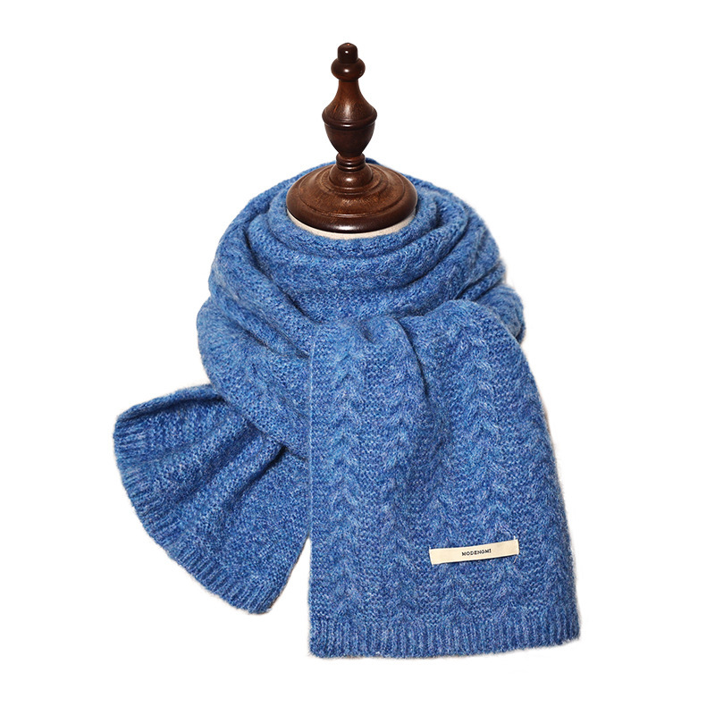 K291 Containing wool new solid color thickened versatile winter knitted wool scarf advanced warm neck collar wheat ears