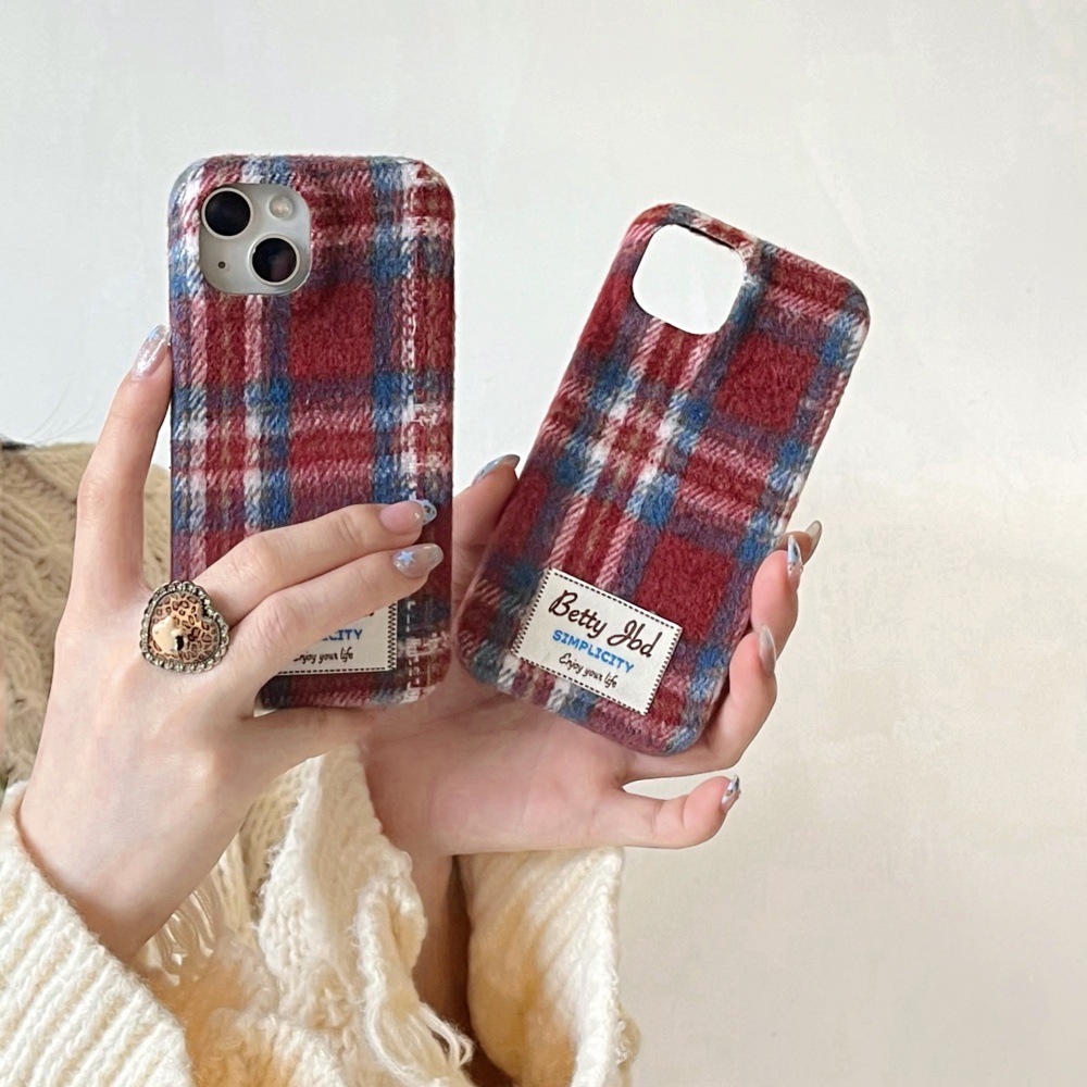 Velvet Red and Blue Color Block Phone Case Compatible with iPhone 17/16 Pro Personalized Protective Cover iPhone 15/14 Simple