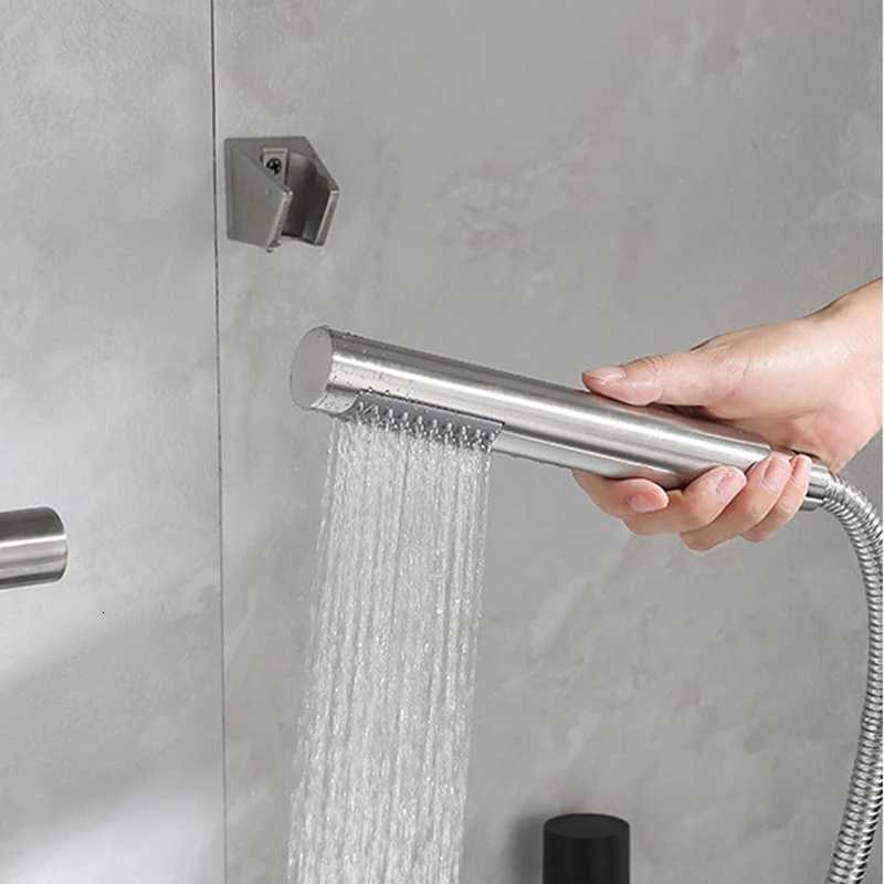 Stainless Steel Cylindrical Handheld Booster Shower Hotel He Bathro Universal Shower Set Y251103