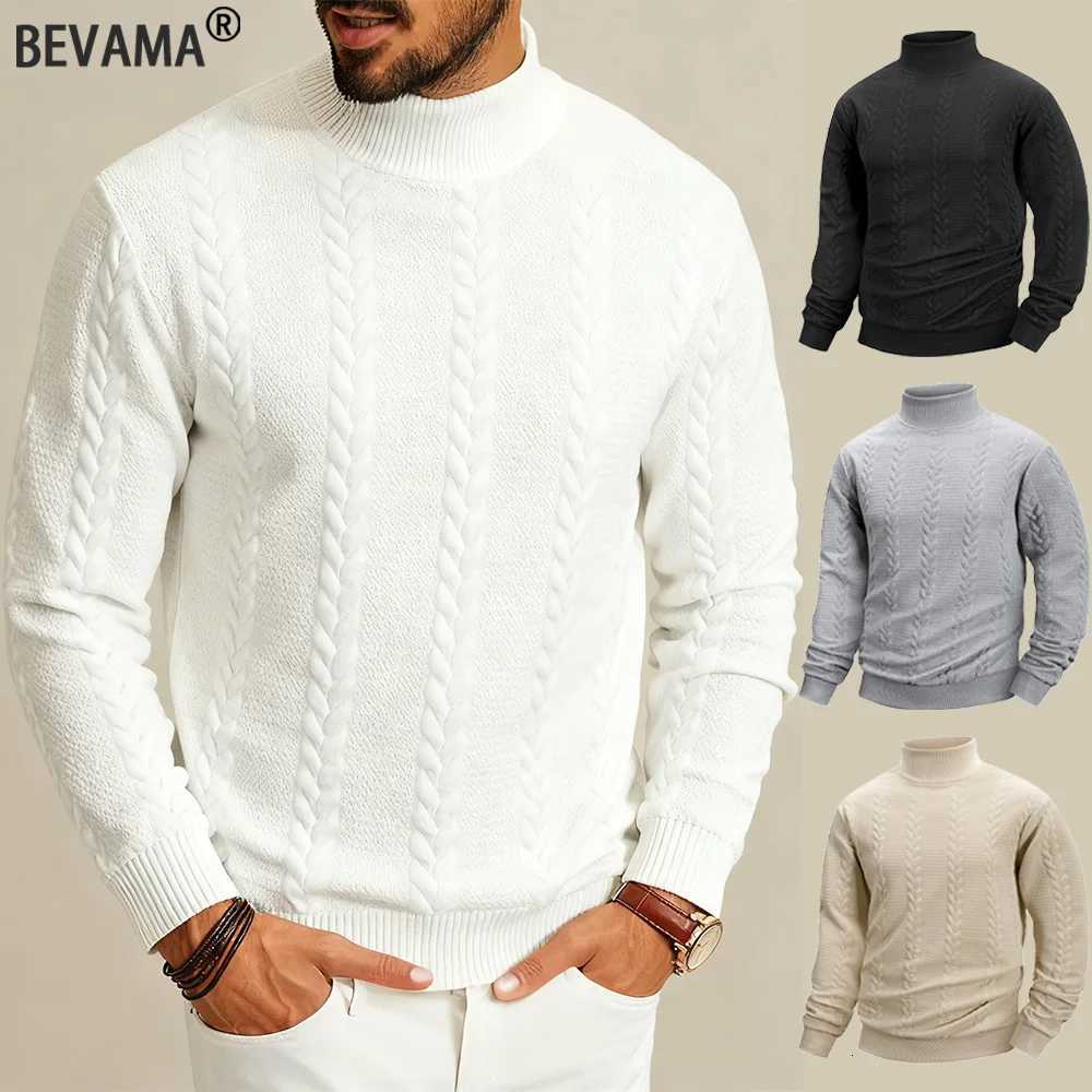 Autumn Casual Long Sleeve Pullover Turtleneck for Old Money Style Solid Color Knitted Jacquard Round Neck Sweater Male ClothingT251103