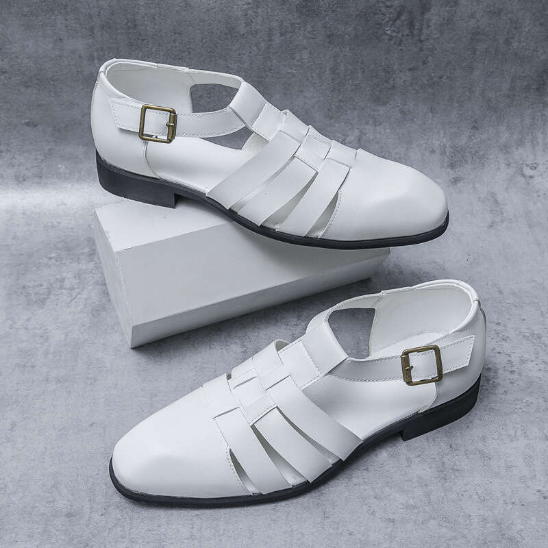 Large Summer New Fashionable Men's Casual Shoes Trendy Breathable Hollow Leather Sandals