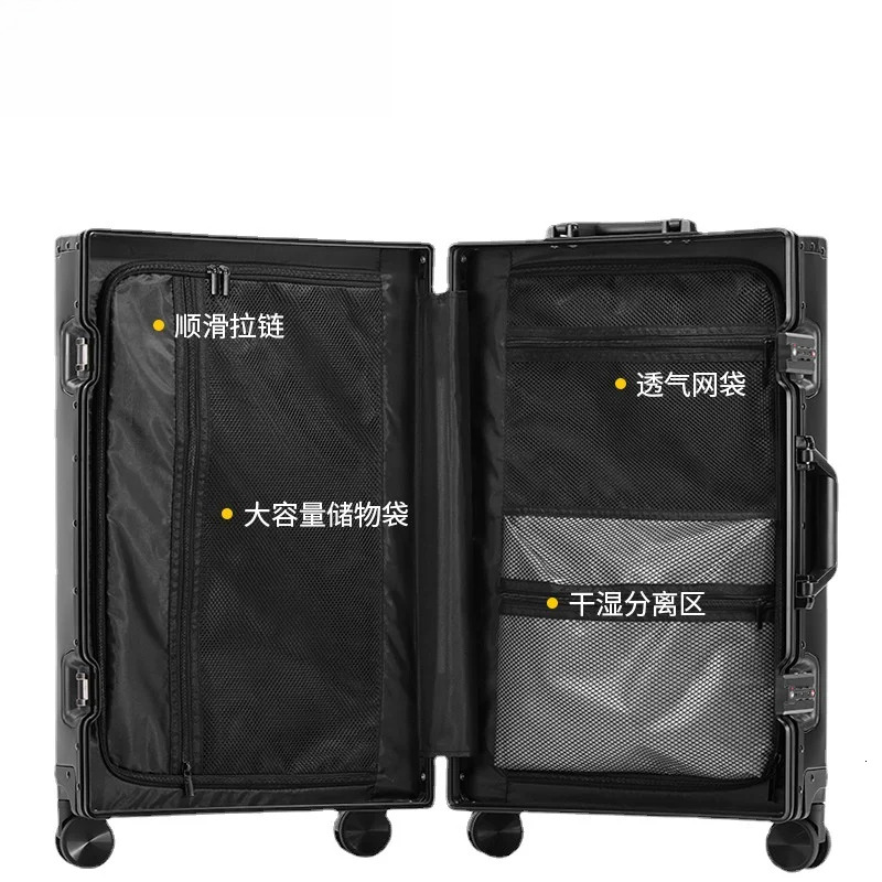 New Lage All Aluminum Magnesium Alloy Trolley Case 20"24"26"28 Inch Men's Boarding Box Travel Essentials Suitcase