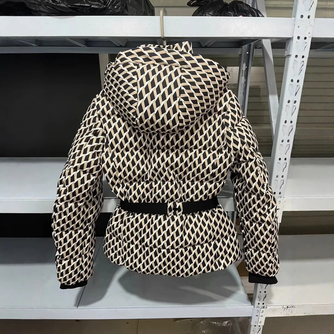 Winter Two Piece Skiing Set Hooded High Waist Padded Sport Parka Jacket Belt Female Thick Warm Pockets Windproof Pant 251103