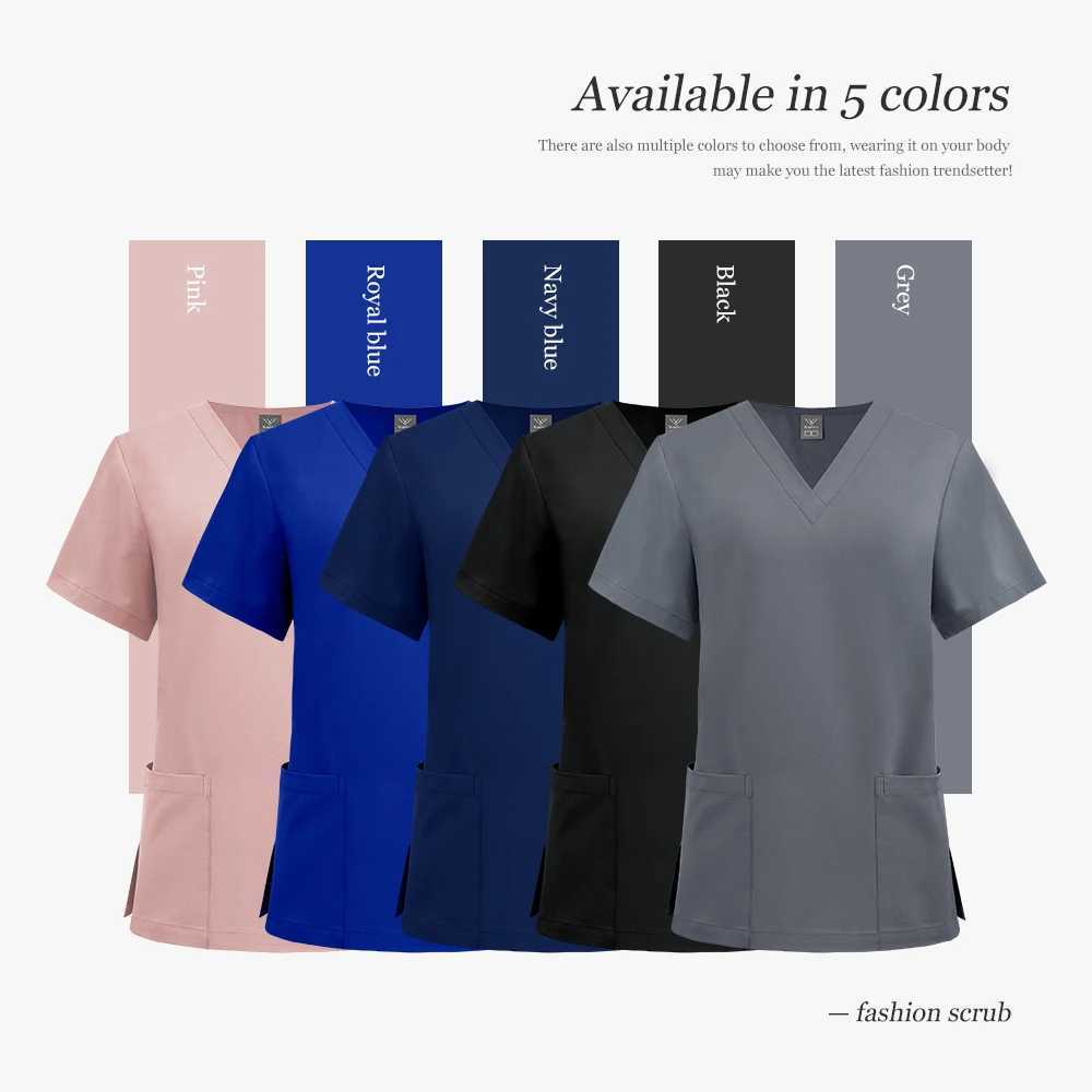 Unisex Medical Scrubs Vneck Short Sleeved Top Pet Grooming Nursing Clinic Uniform Lightweight Breathable Work Clothes Women Men J251103