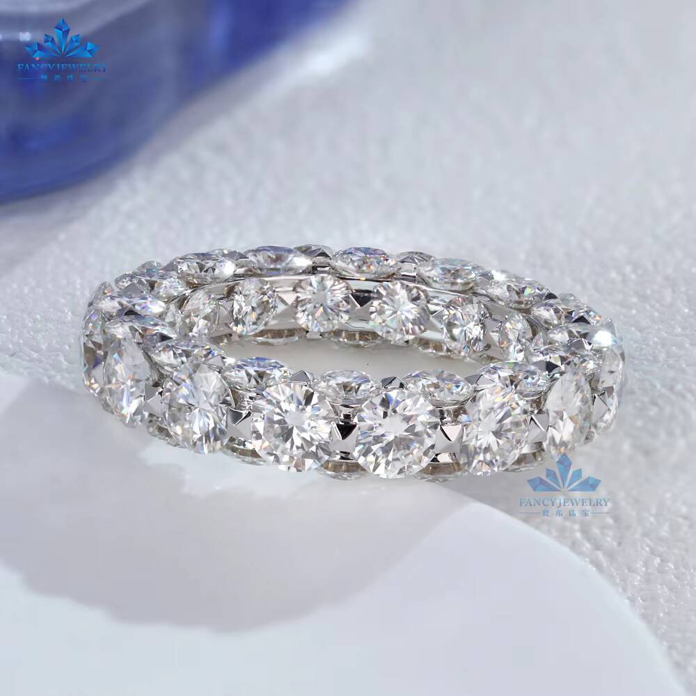 Luxury Jewelry 18K Sold Gold PT950 HPHT CVD Lab Grown Diamond Eternity Band Ring for Wedding Engagement Gift Women Men