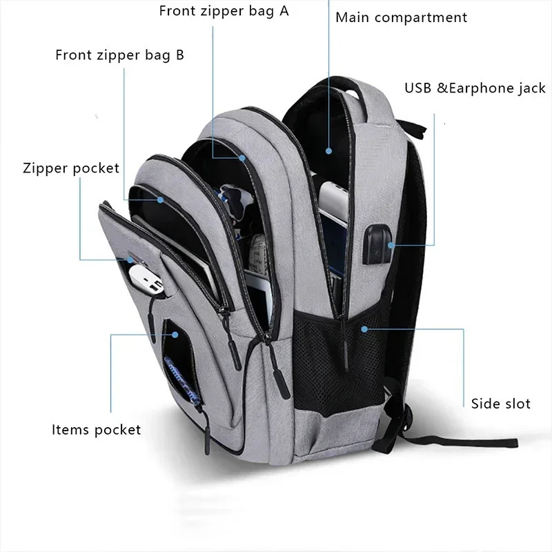 Large Capacity Backpack Men Laptop Backpacks 156 Oxford Black Solid High School Bags Teen College Gril Student Backpack 251104