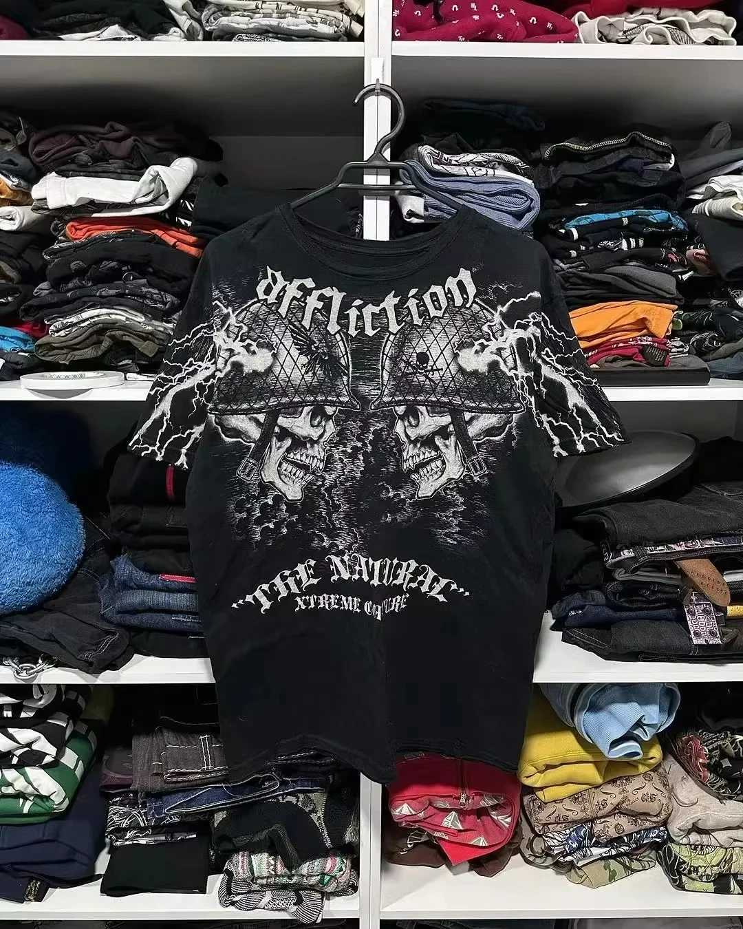 Y2k Pain T-shirt Hip Hop Skull Graphic New Harajuku Super Large Mens T-shirt Short Sleeve Gothic Street Clothing Mens T-shirt W250402