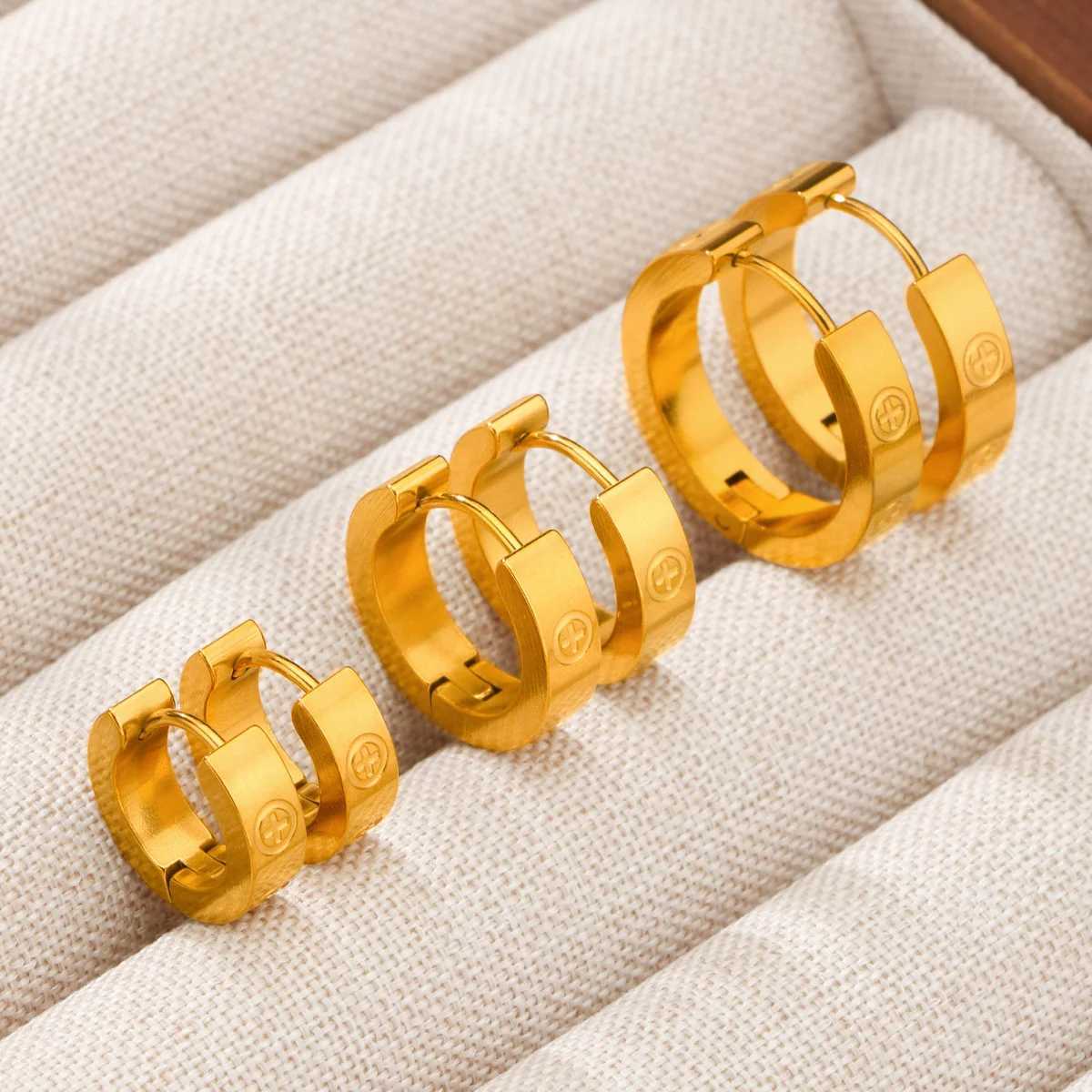 1pair2pcs Fashionable Gold Color Cross Stainless Steel Earrings Classic Womens Earrings And Jewelry C251103