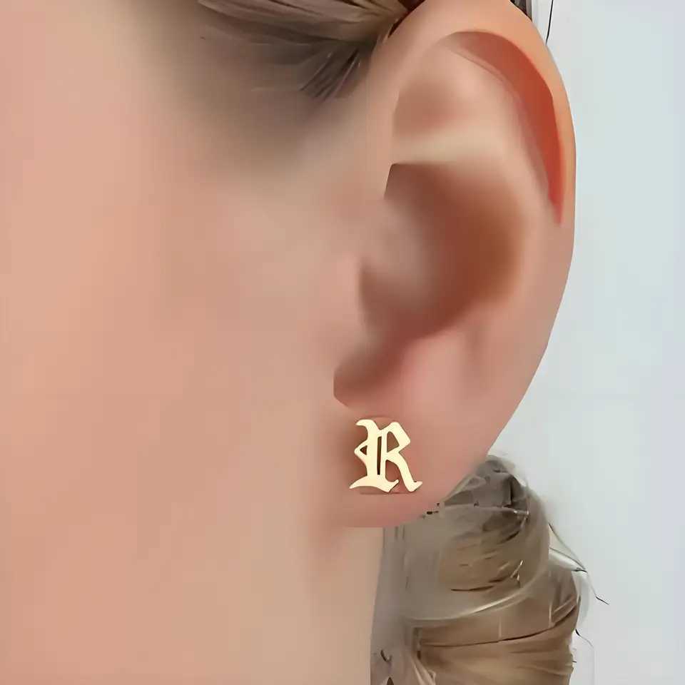 Customized first letter earrings stainless steel personalized Old English pendants perfect for music festivals and holidays C251103