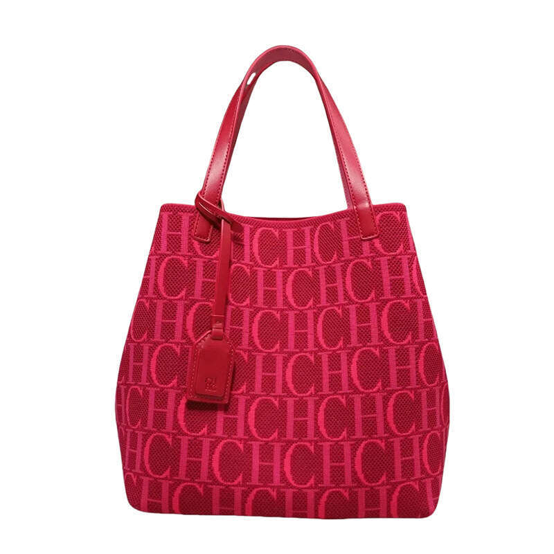 Women's Bags CHHC Fashion Simple Commuter Travel Classic Large Capacity Solid Color Bucket Bag Trendy Letter Women's Handbag