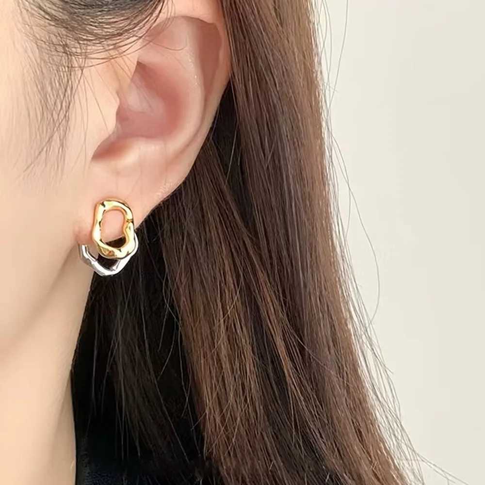 Stainless steel vintage Droplet metal splicing stud earrings suitable for women two wear modes mixed colors new accessory charm luxury jewelry Y250401