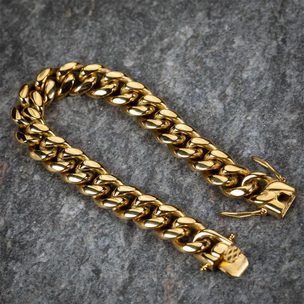 Drop Miami Cuban Link Bracelet 79 for Men Women 5X Layered Steel 6mm16mm Width Lifetme Warranty Non Rust 251103