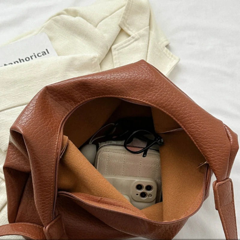 Fashion Soft PU Leather Tote Bags for Women Trend Female Simple Large High Capacity Shoulder Women Handbags Messenger Bags 250401