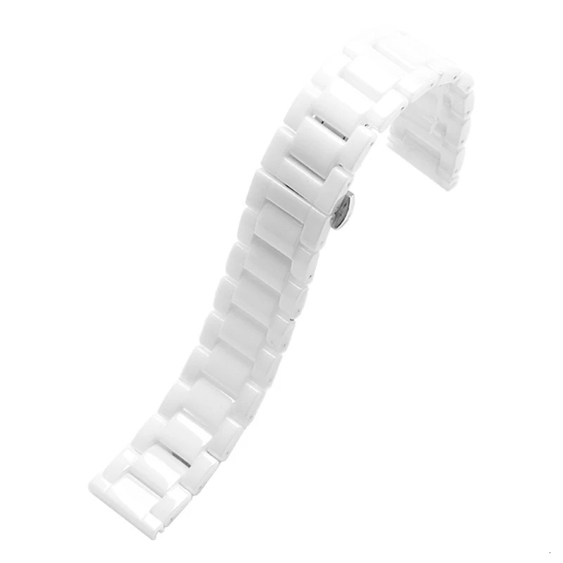 High quality ceramic strap 14mm 16mm 18mm 20mm 21mm 22mm black flat interface ceramic universal strap womens bracelet 220706