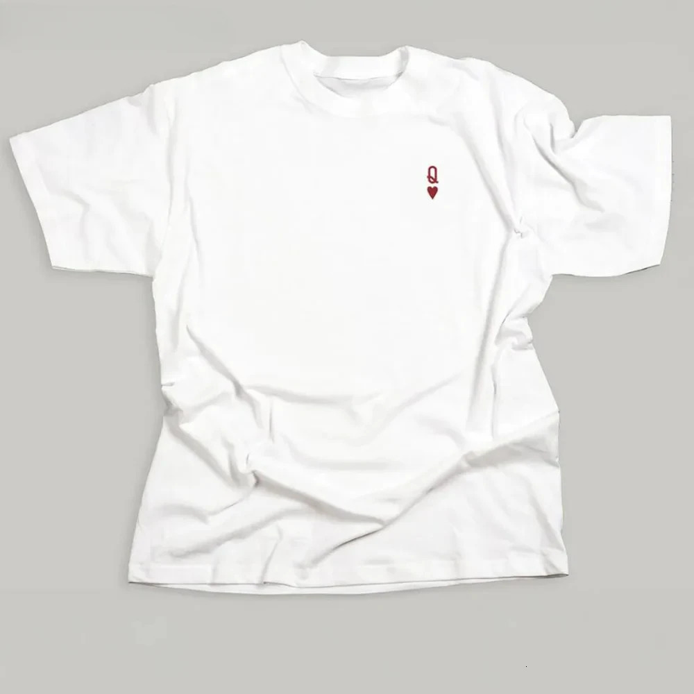 Queen of Hearts Letter T Shirts Female White Loose Cotton Tops Short Sleeve Casual Shirt Women Graphic Tees Female Clothing 250402