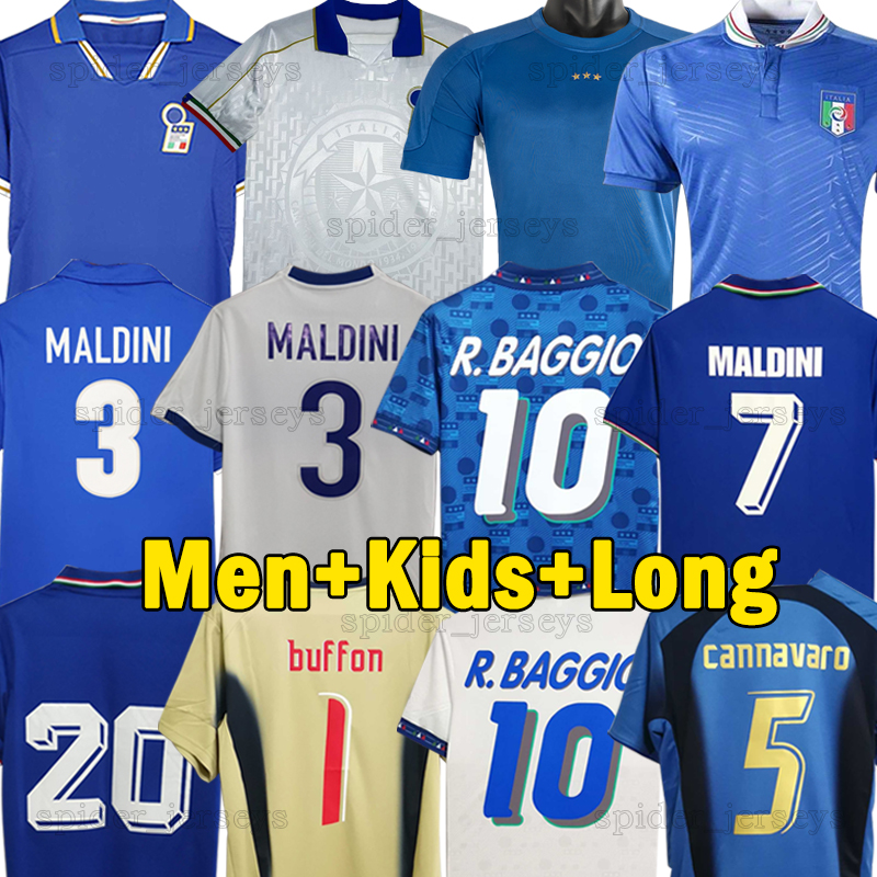 XXXL Italy Retro 1982 soccer Jerseys VIALLI 1985 86 1990 94 98 DE ROSSI DEL PIERO GATTUSO 2000 Long sleeve R. BAGGIO 2002 06 2012 MALDINI Italia Football Shirts kids kits