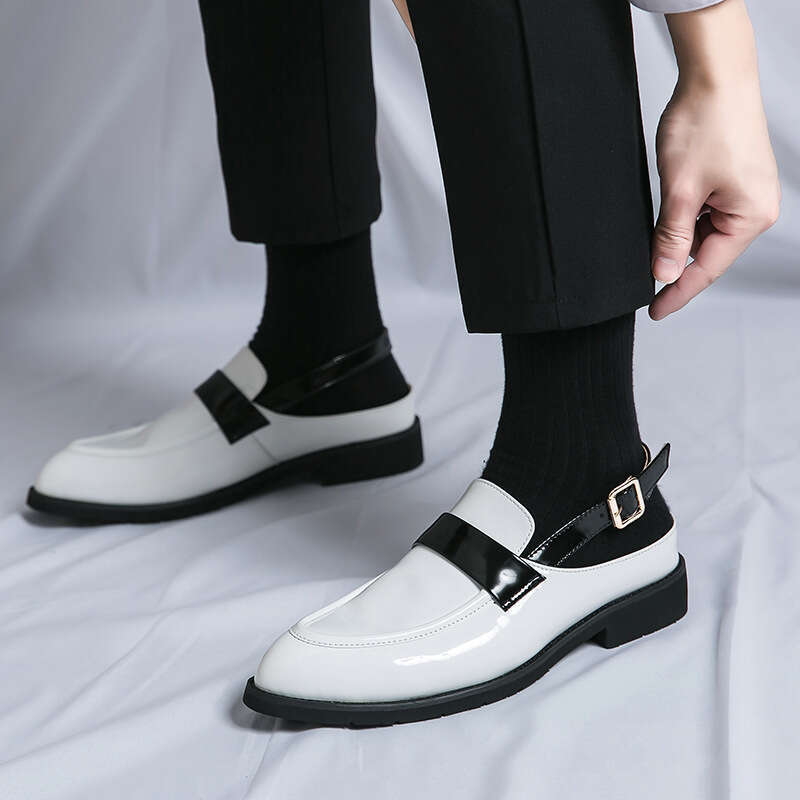 2024 men's shoes in plus size, new semi trailer glossy fashionable breathable casual leather shoes, and trendy