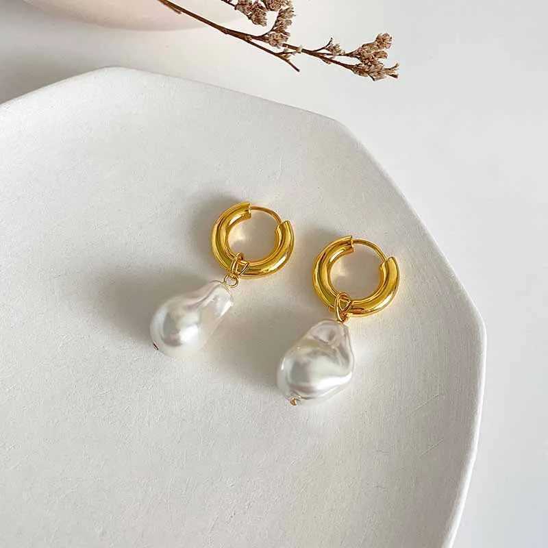 Trend Baroque imitation pearl ring earrings 2024 new fashion jewelry party girl French elegant earrings wholesale gIFTS Y250401
