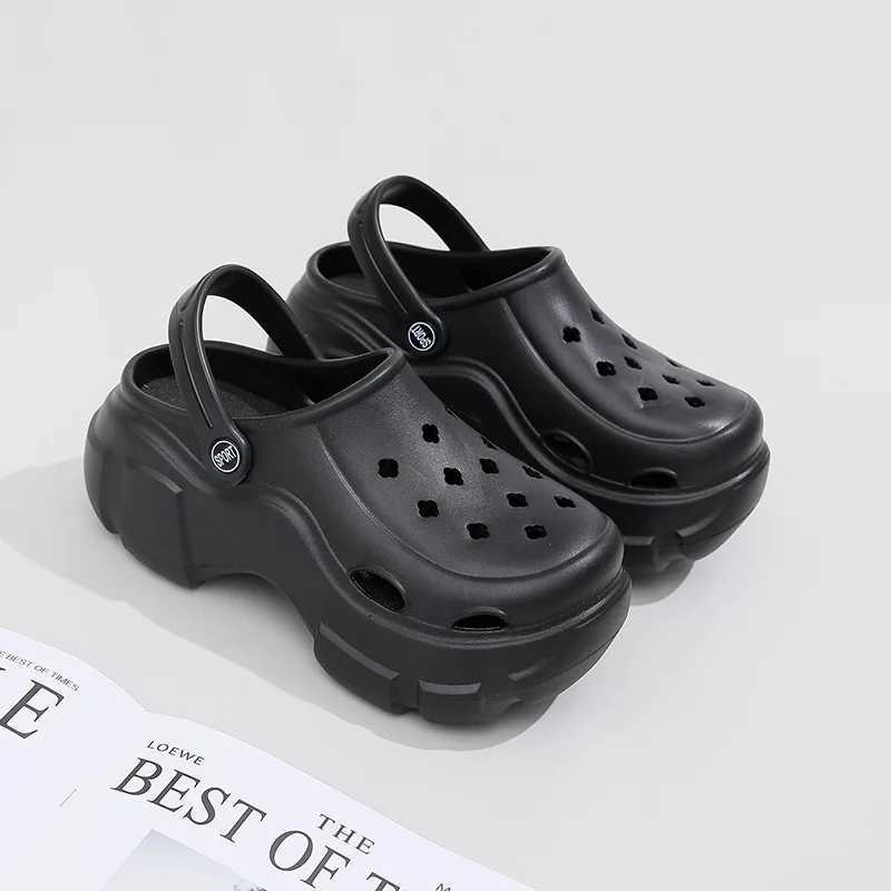BRGREEN 7CM Summer Outdoor Waterproof Platform Warm Slide Beach Slide Massage Beard Black Designer Sandals Y250402