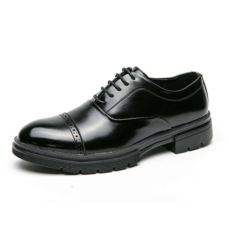 Four season plus size three joint shoes, men's thick soled height increasing business formal casual leather shoes