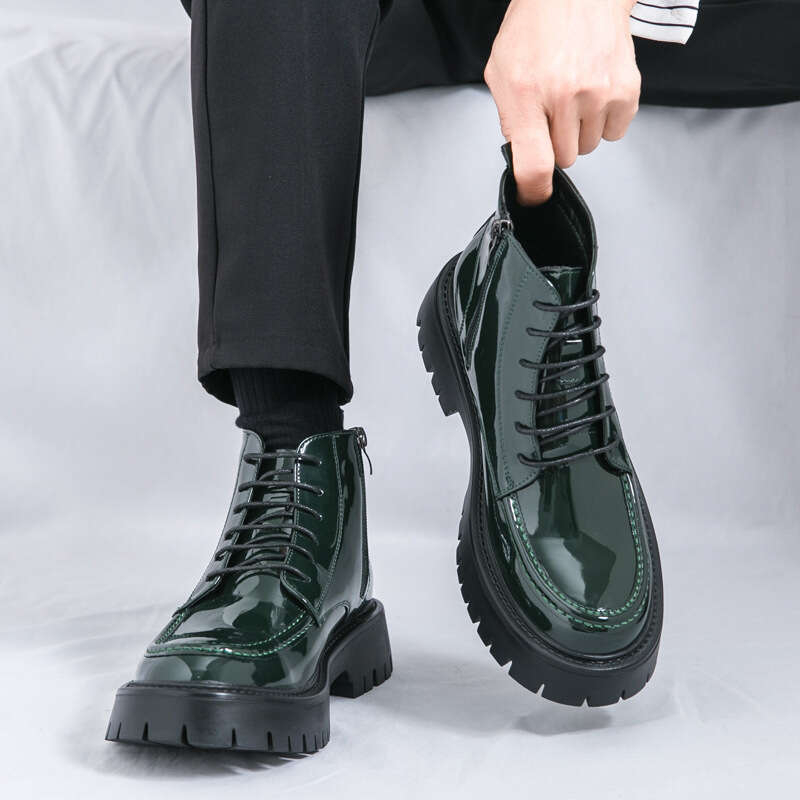 Men's Large Casual 2024 Autumn/Winter New Mid Top Martin Korean Edition Trendy Side Zipper Boots