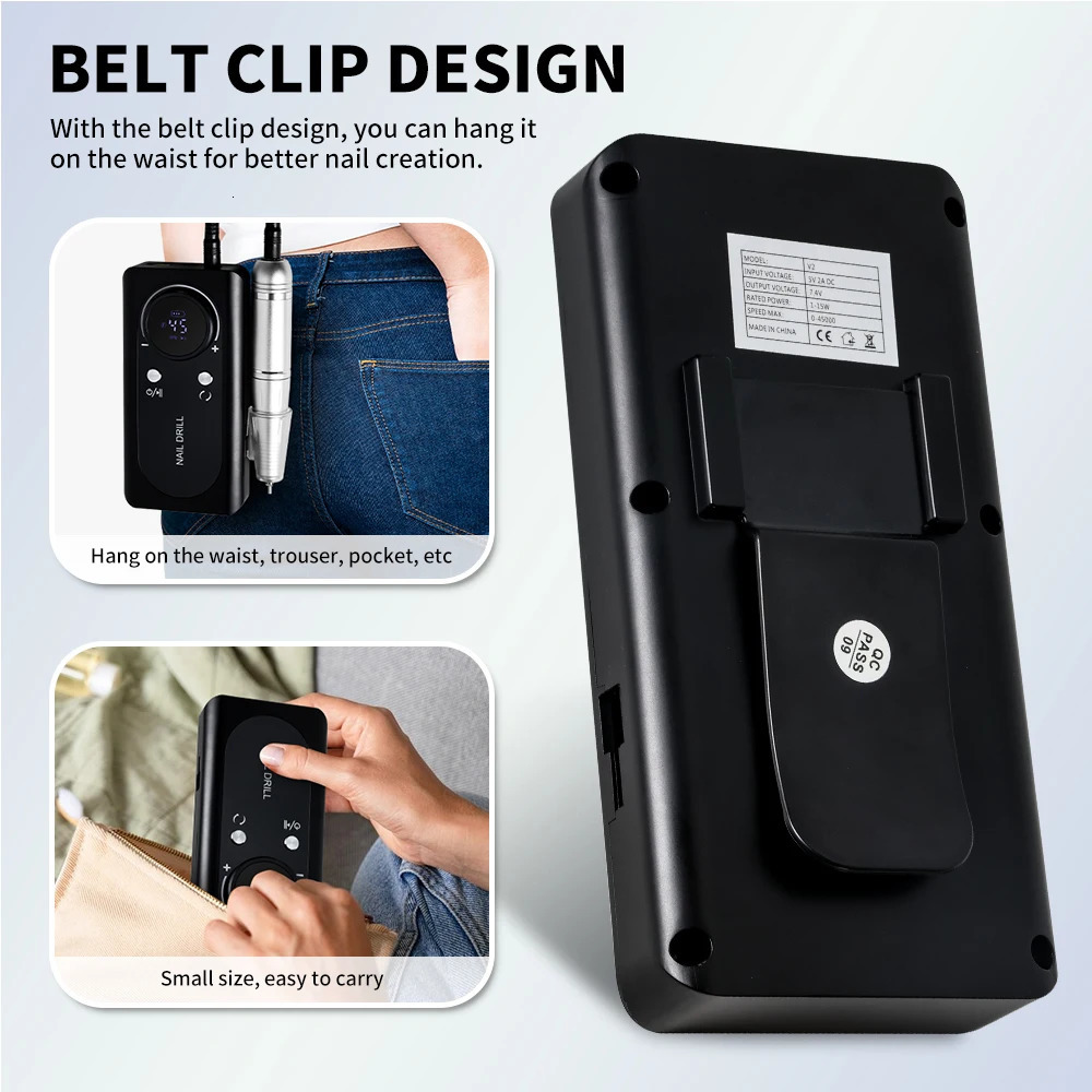 45000RPM Electric Nail Drill File Rechargeable Electric Nail Polishing Machine for Acrylic Gel Dip Powder Manicure Pedicure Tool 251031