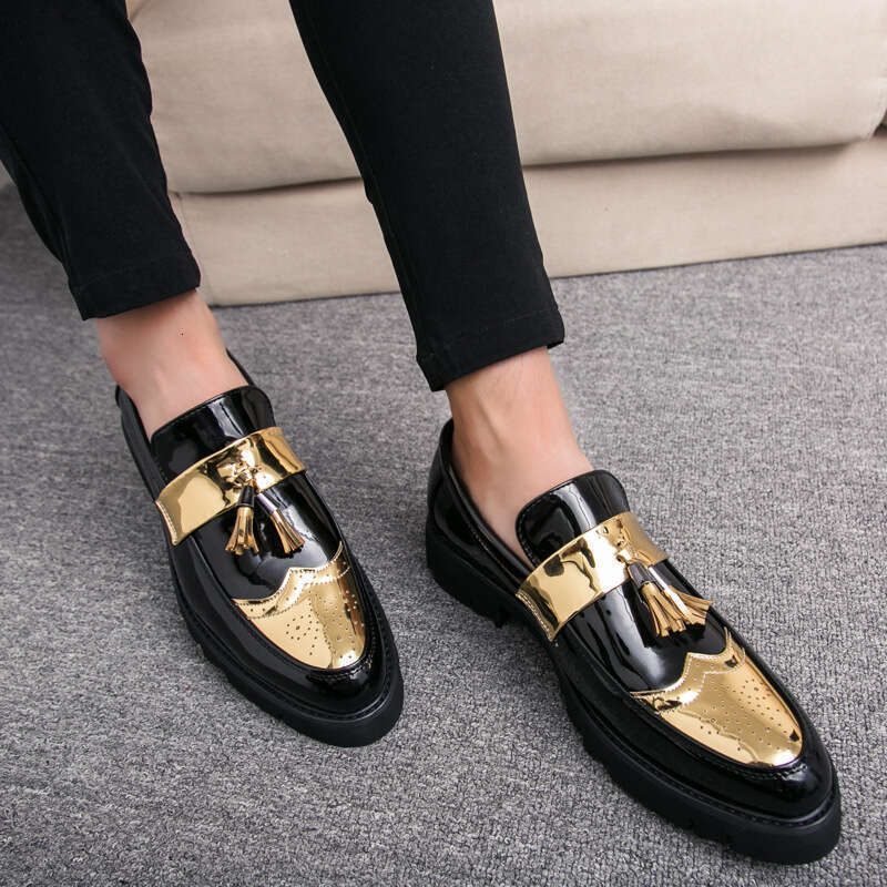 2024 Large Size New Fashion Men's British Style Casual Leather Shoes Korean Edition Foot Set