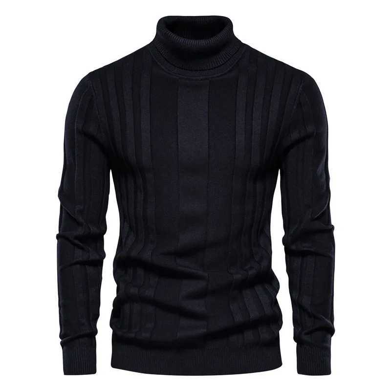 Mens Turtleneck Sweater Autumn Winter New Arrival Slim Fit Solid Color Casual Knitted Pullover Warm Soft Undershirt For MenT251103