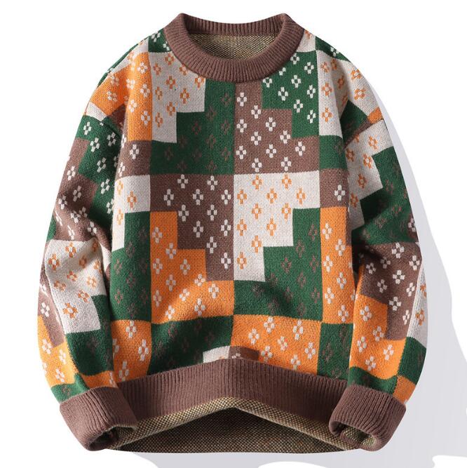 25ins designer sweaters men O neck plaid pullover luxury sweater jumpers mens clothing for autumn winter