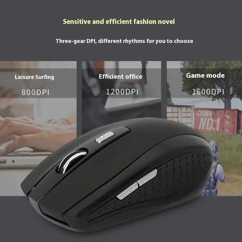 Wireless Mouse Silent Mouse 24G Portable Mobile Optical Office Mouse Adjustable 1600 DPI Levels For Notebook PC Laptops MacBook D260327