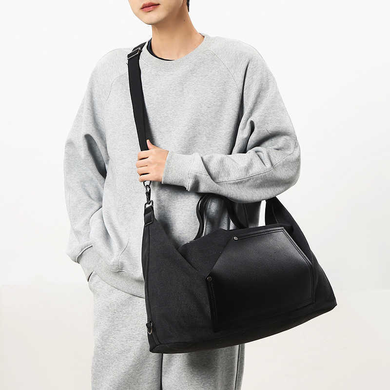 Canvas Travel Bag Men's Handheld Large Capacity Outdoor Sports Fitness Bag Women's Lightweight Crossbody Travel Luggage Bag