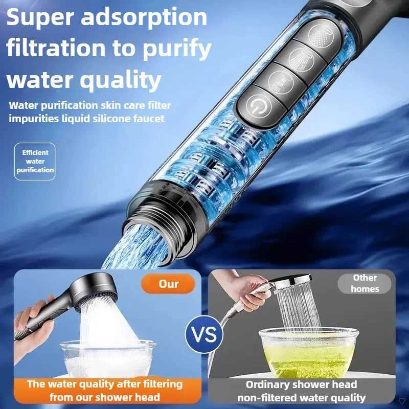 New High Pressure With Filter Water Saving 4 Modes Shower s Adjustable Water Massage Sprayer He Bathro Accessories Y251103