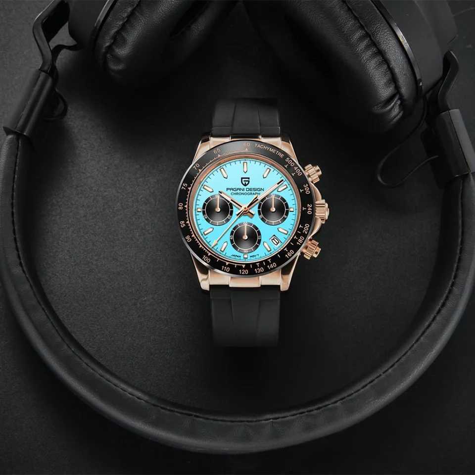 PAGANI DESIGN 40MM V2 Sky Blue Dial Classics Men Quartz Watches Sapphire Retro Chronograph Stainless Steel Waterproof Watch MenW251104