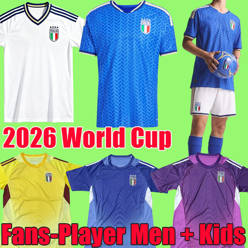 2026 World Cup Kit Italy soccer jersey men kids football shirts Jorginho Pellegrini Frattesi home jerseys.