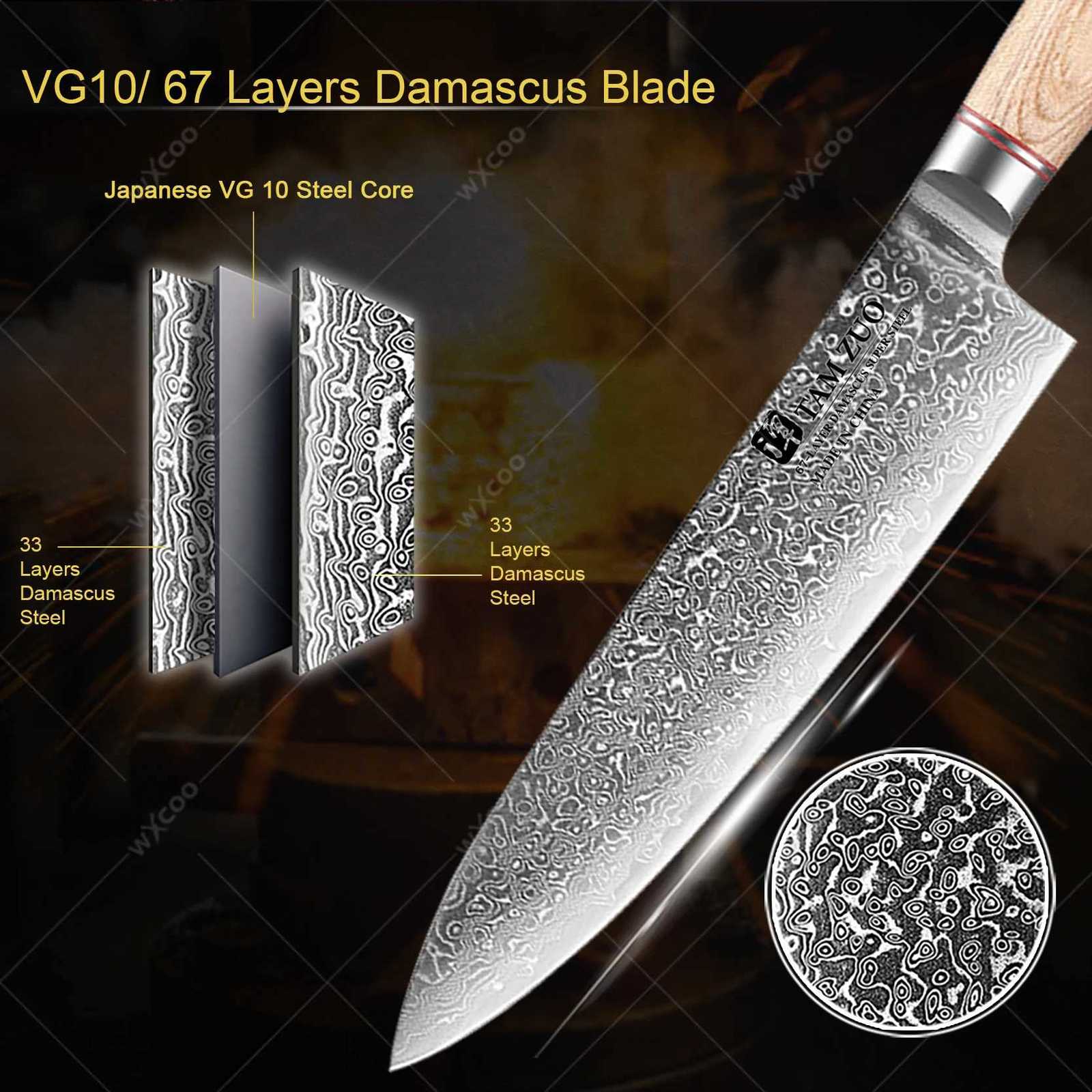 Kitchen knives 78 Inch Kitchen Meat Clr Damascus Steel Kiritsuke Kitchen Chef Knives Japanese Kitchen Slicing Knife with Gift Box Y251103