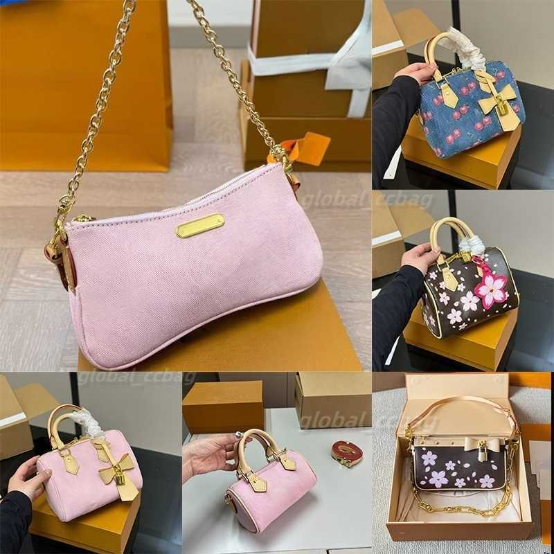 10A luxury pink designer bag shoulder bag murakami cherry blossom bag pochette denim bag crossbody bag women travel bag Flower hobo tote bag Print mini chain Purse