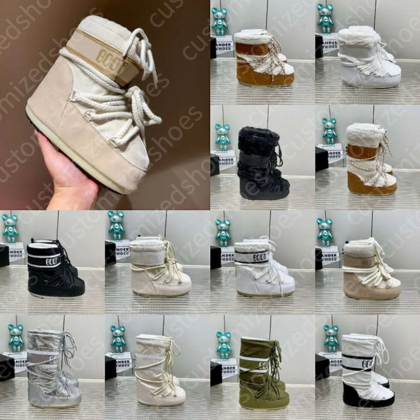 Boots 2026 designer boots woman boot Designer Women Nylon Thick Heel Sole Ankle booties Snow boots 11 Ski Fur Furry Fluffy Fall Men Women Winter Warm Luxury Fashion