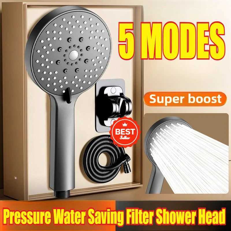 Bathro Sprayer Shower Water Saving Handheld Rain Shower Adjustable 5 Modes Shower Bath Bathro Accessories Y251103