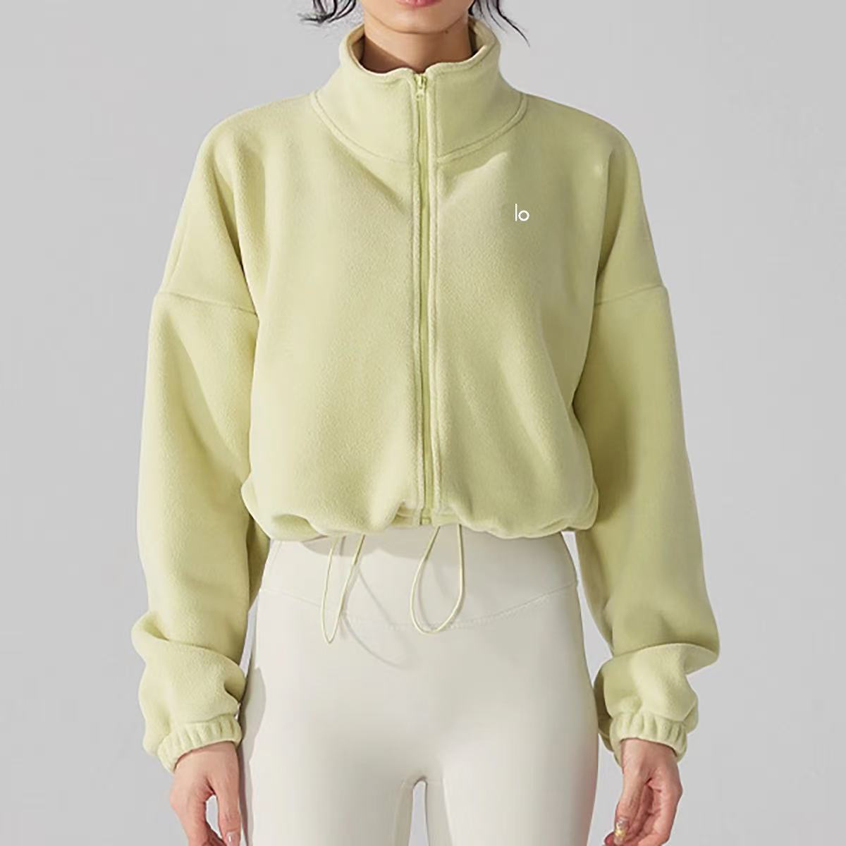 accolade Series yoga Gym sets New designer womens Autumn winter brown lambhair hooded short thick warm sporty and casual stand up alosetism jacket