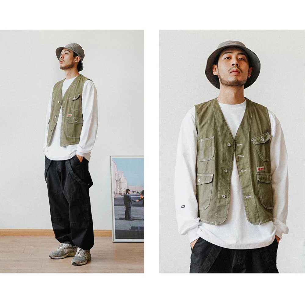 Multi Pocket Cargo Vest Mens Safari Style Photography Vests Streetwear Sleeveless Jacket for Men X250403