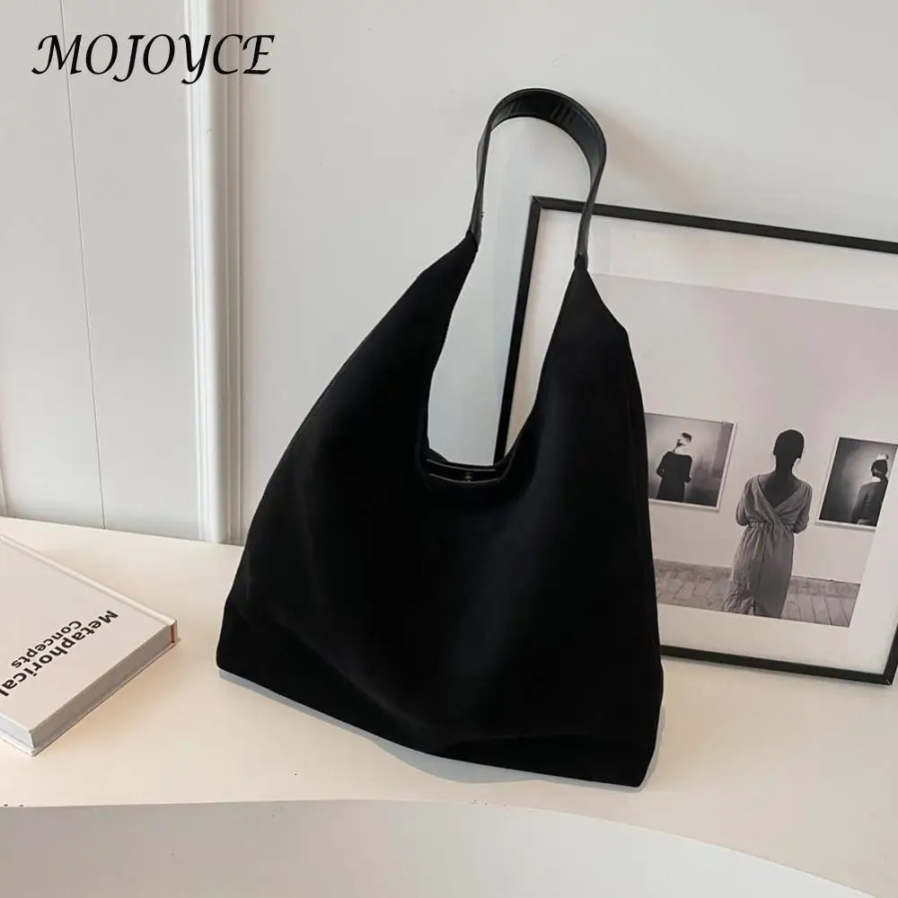 Women Suede Shoulder Bag Retro Single Shoulder Bag Large Capacity Simple Tote Handbag Stylish Commuting Bag Outdoor Travel Bag 250401