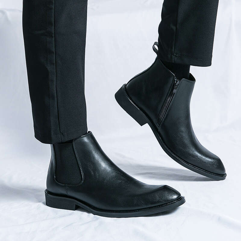 2024 shoes in plus size, new leather fashionable men's casual shoes, trendy Martin boots, high