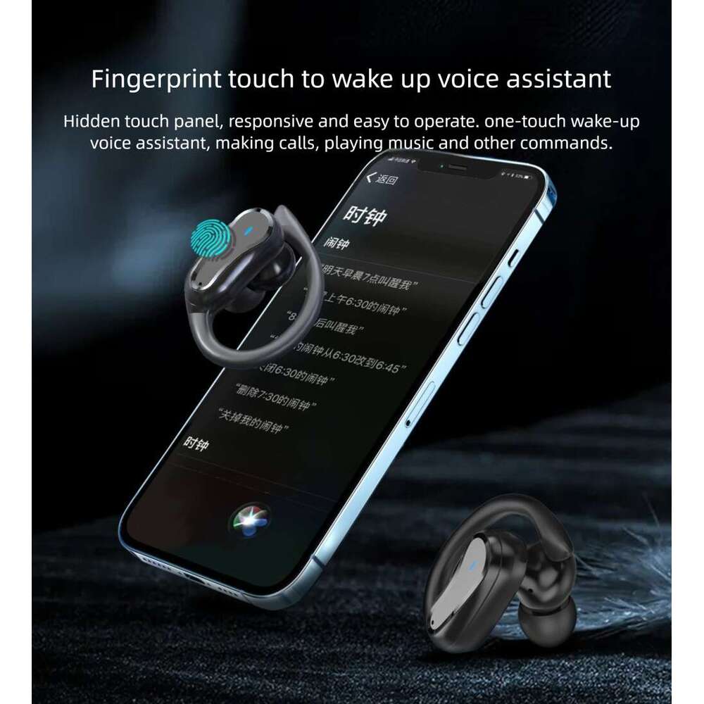 Famous Brand Noise Reduction Bluetooth TWS Ear Hook Fingerprint Touch Control Smart IPX Waterproof Long Battery Life Earphones